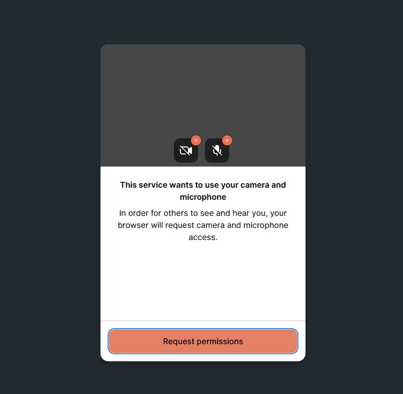 Picture of a pop-up window requesting permissions from the web browser for a telemedicine visit